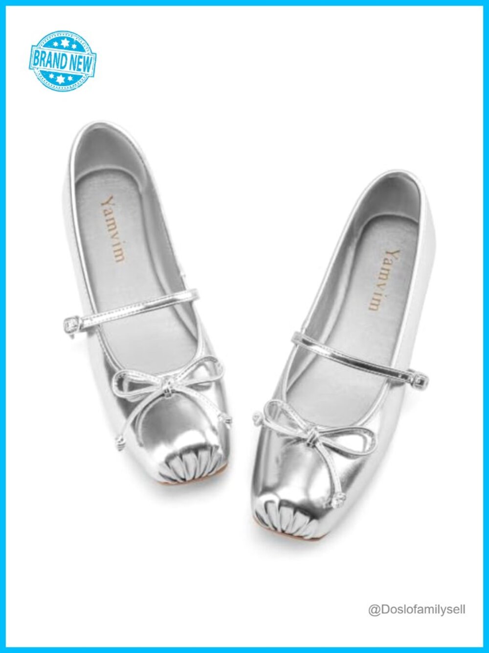 Women's Ballet Flats Scalloped Square Toe Mary Jane Bow Slip On Comfy